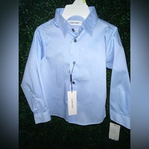 Calvin Klein Slim Fit +Stretch Button Down Toddler Boy Shirt